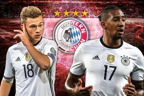 Joshua Kimmich và và Boateng, những cầu thủ Bayern trong đội hình tuyển Đức. (Nguồn: Sport 1)