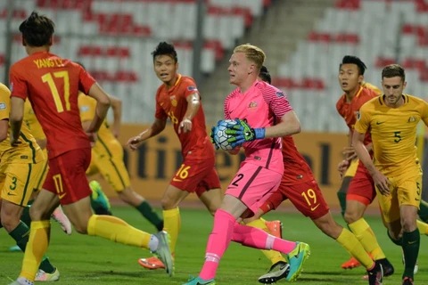 U19 Trung Quốc (áo đỏ) thua trận ra quân. (Nguồn: AFC)