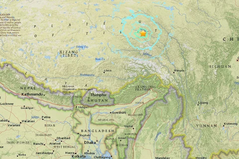 Bản đồ khu vực xảy ra động đất. (Nguồn: RT)