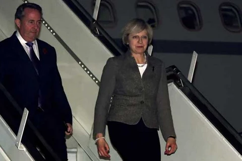 Thủ tướng Anh Theresa May đã đến Ấn Độ. (Nguồn: AFP)