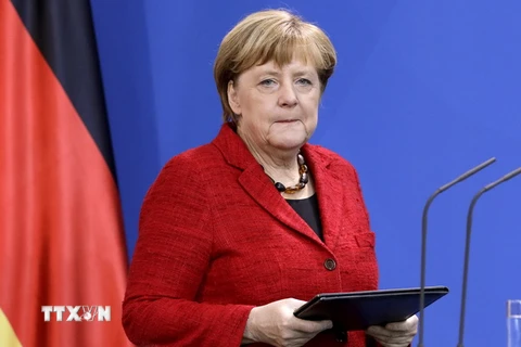 Thủ tướng Angela Merkel tại cuộc họp ở Berlin ngày 9/11. (Nguồn: EPA/TTTXVN)