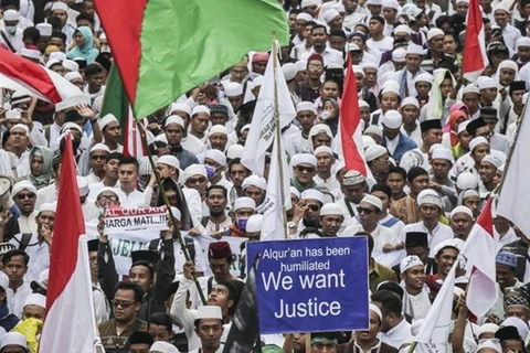 Những người biểu tình ở thủ đô Jakarta hồi đầu tháng. (Nguồn: EPA)
