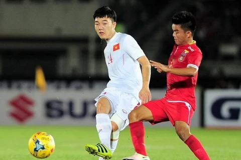Lương Xuân Trường là người kiến tạo để Văn Quyết ghi bàn đầu tiên cho tuyển Việt Nam ở AFF Cup 2016. 