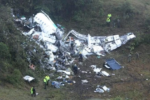 Hiện trường vụ máy bay thảm khốc ở Colombia. (Nguồn: AP)