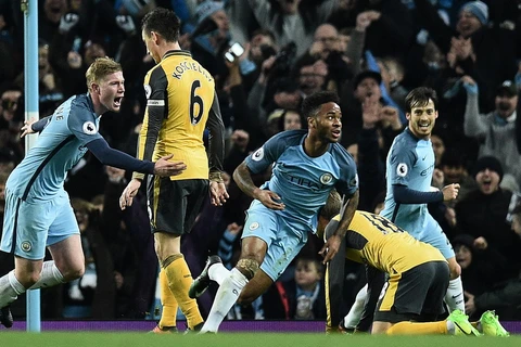 Sterling mang chiến thắng về cho Man City. (Nguồn: Getty Images)