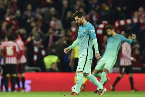 Messi ghi bàn nhưng Barcelona vẫn bại trận. (Nguồn: AP)