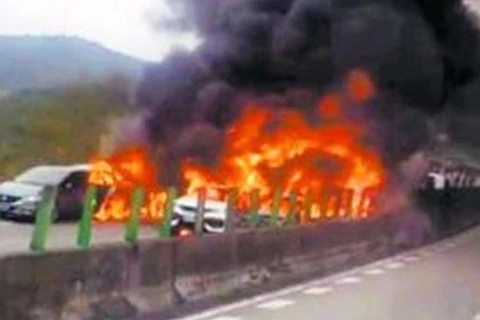 Hiện trường vụ tai nạn kinh hoàng ở Trung Quốc. (Nguồn: scmp.com)