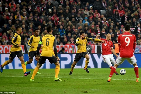 Robben đã ghi bàn mang thương hiệu riêng vào lưới Arsenal. (Nguồn: Getty Images)