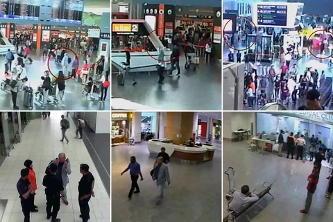 Những hình ảnh tại sân bay Kuala Lumpur ghi lại cảnh ông Kim Jong-nam bị sát hại. (Nguồn: Fuji TV)
