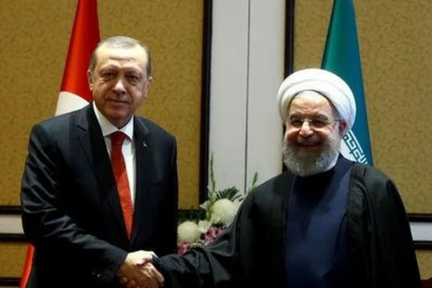 Tổng thống Iran Hassan Rouhan​i và người đồng cấp Thổ Nhĩ Kỳ Tayyip Erdogan. (Nguồn: Reuters)