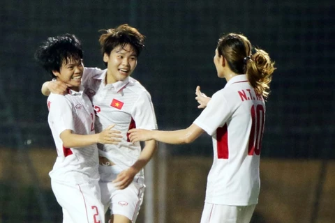 Niềm vui của các tuyển thủ nữ Việt Nam. (Nguồn: AFC)