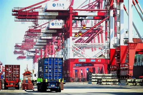 Cảng xuất nhập khẩu hàng hóa của Trung Quốc. (Nguồn: AFP)