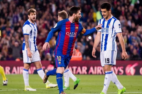 Messi giúp Barcelona giành chiến thắng. (Nguồn: espn)