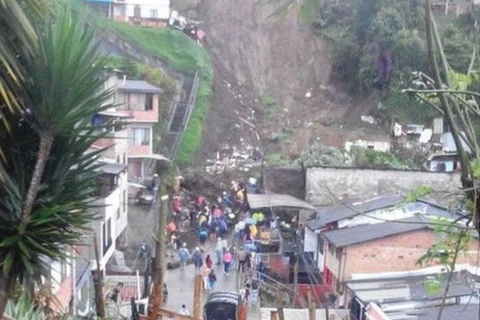 Hiện trường vụ lở đất ở Colombia. (Nguồn: BBC)