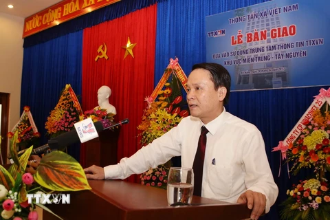 Đồng chí Nguyễn Đức Lợi, Tổng Giám đốc TTXVN phát biểu tại buổi khánh thành. (Ảnh: Trần Lê Lâm/TTXVN)
