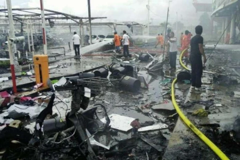 Hiện trường vụ đánh bom ở Pattani. (Nguồn: straitstimes.com)