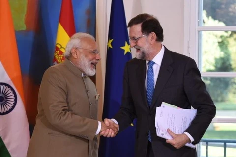 Thủ tướng Ấn Độ Narendra Modi và Tổng thống Tây Ban Nha Mariano Rajoy. (Nguồn: narendramodi.in)