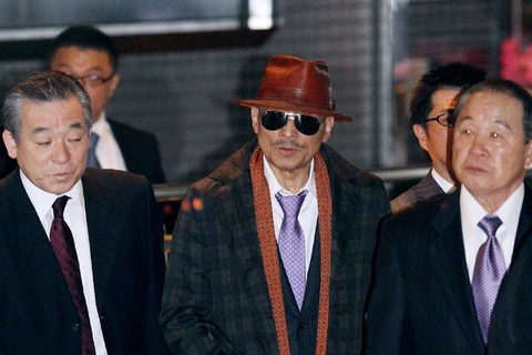 Yoshinori Oda (giữa), lãnh đạo của băng xã hội đen Ninkyo Dantai Yamaguchi-gumi. (Nguồn: scmp.com)