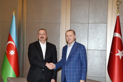 Tổng thống Azerbaijan Aliyev và người đồng cấp Thổ Nhĩ Kỳ Erdogan. (Nguồn: azertag.az)