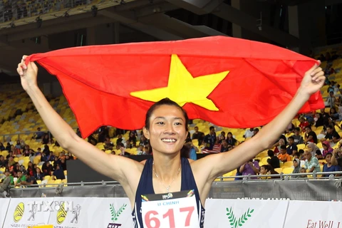 Cô gái 20 tuổi Lê Tú Chinh đã có được 2 huy chương vàng SEA Games 29. (Ảnh: Quốc Khánh/TTXVN)
