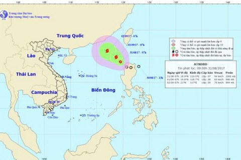 Hướng di chuyển của bão. (Nguồn: nchmf.gov.vn)