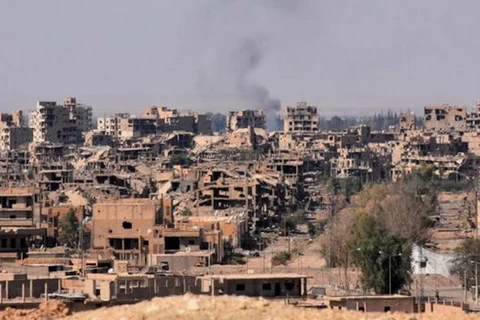 Cảnh đổ nát không các cuộc không kích ở Syria. (Nguồn: AFP)