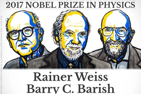 Ba nhà khoa học giành giải Nobel Vật lý 2017. (Nguồn: thehindu.com)