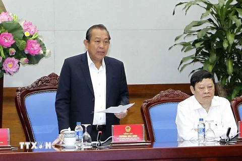 Phó Thủ tướng thường trực Trương Hòa Bình phát biểu chỉ đạo hội nghị. (Ảnh: Văn Điệp/TTXVN)