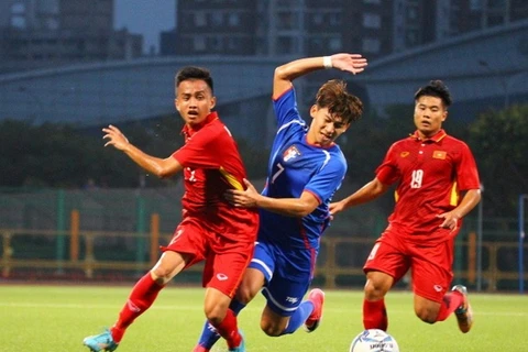 U19 Việt Nam (áo đỏ) giành vé dự vòng chung kết U19 châu Á. (Nguồn: AFC)
