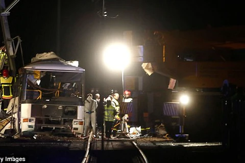 Hiện trường vụ tai nạn đường sắt nghiêm trọng ở Pháp. (Nguồn: AFP/Getty Images)