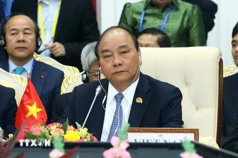 Thủ tướng Nguyễn Xuân Phúc dự Hội nghị Cấp cao Hợp tác Mekong-Lan Thương. (Ảnh: Thống Nhất/TTXVN)
