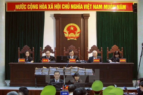 Quang cảnh phiên tòa xét xử Trịnh Xuân Thanh và đồng phạm. (Ảnh: An Đăng/TTXVN)
