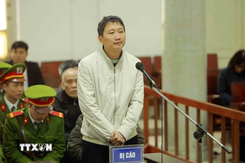 Bị cáo Trịnh Xuân Thanh nói lời nói sau cùng trước khi phiên tòa chuyển sang phần nghị án. (Ảnh: An Đăng/TTXVN)