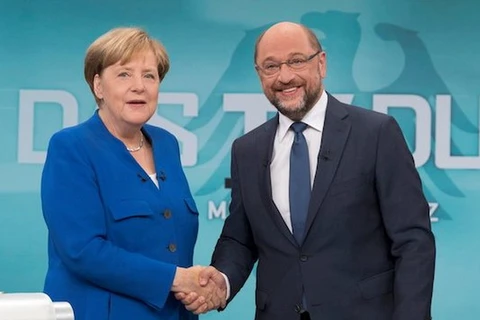 Thủ tướng Đức Angela Merkel và ông Martin Schulz. (Nguồn: limacharlienews)