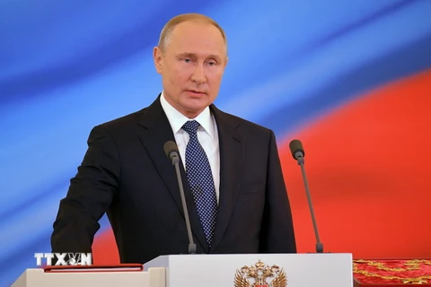 Tổng thống Nga Vladimir Putin tuyên thệ nhậm chức. (Nguồn: EPA-EFE/TTXVN)