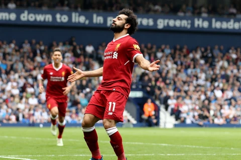 Salah mở tỷ số cho Liverpool trước Brighton & Hove Albion.