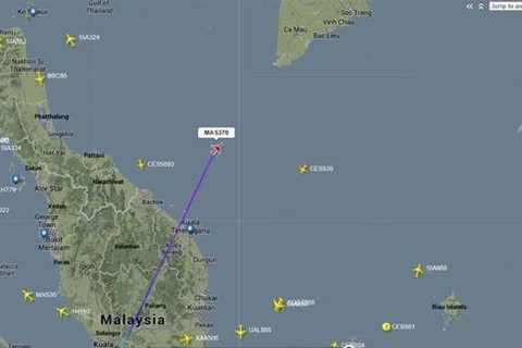 Hình ảnh cho thấy vị trí cuối cùng của chiếc MH370. (Nguồn: AP)