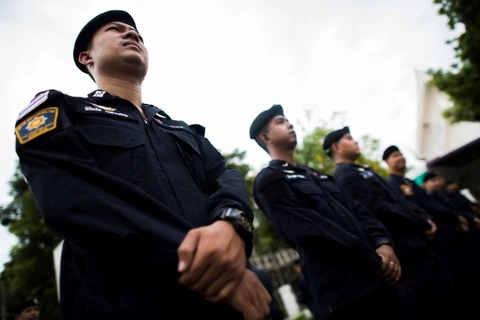 Cảnh sát Thái Lan lập hàng rào. (Nguồn: AFP)