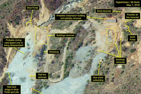 Bãi thử hạt nhân Punggye-ri. (Nguồn: theguardian.com)