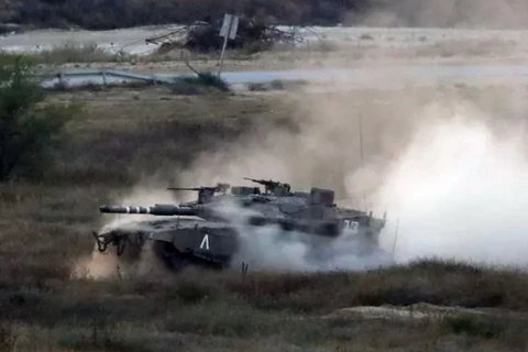 Xe tăng của quân đội Israel ở Gaza. (Nguồn: AFP)