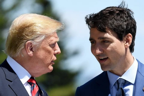 Tổng thống Mỹ Trump và Thủ tướng Canada Trudeau tại Hội nghị G7. (Nguồn: Getty Images)