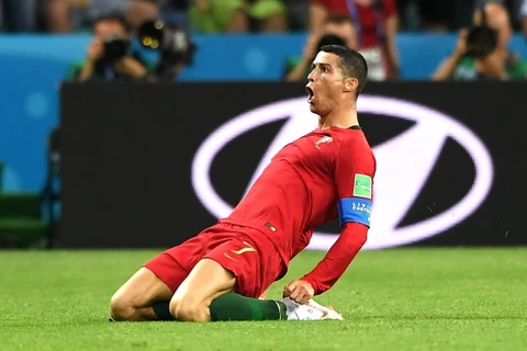 Ronaldo ăn mừng sau khi ghi bàn vào lưới Tây Ban Nha. (Nguồn: Getty Images)
