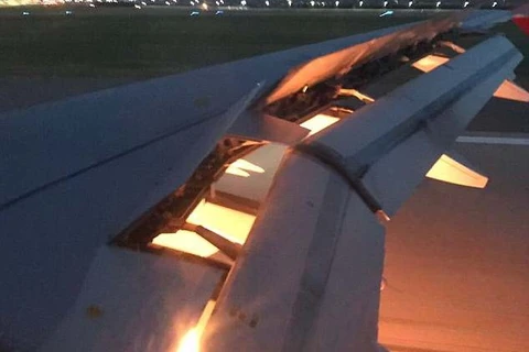 Máy bay chở tuyển Saudi Arabia bị cháy động cơ. (Nguồn: Daily Mail)