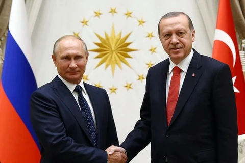 Hình ảnh Tổng thống Nga Putin và Tổng thống Thổ Nhĩ Kỳ Erdogan trong cuộc gặp gần đây. (Nguồn: AFP)