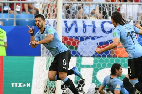 Luis Suarez mở đầu cho chiến thắng của Uruguay. (Nguồn: THX/TTXVN)