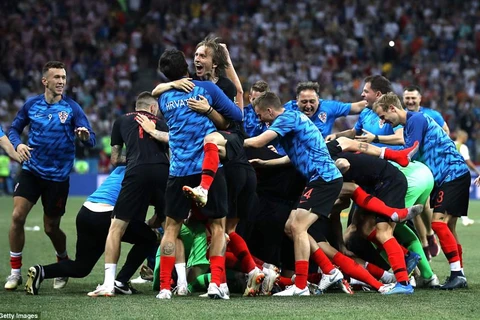 Croatia ăn mừng sau loạt sút luân lưu căng thẳng. (Nguồn: Getty Images)