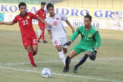 U19 Việt Nam dễ dàng vượt qua U19 Lào. (Nguồn: VOV)