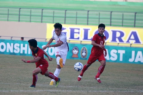 U19 Việt Nam (áo trắng) đối mặt nguy cơ bị loại. (Nguồn: VFF)