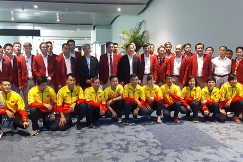 Đại sứ Việt Nam tại Indonesia đón đoàn tại sân bay. (Ảnh: Đỗ Quyên/Vietnam+)