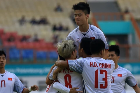 Niềm vui của cầu thủ Olympic Việt Nam. (Nguồn: AFC)